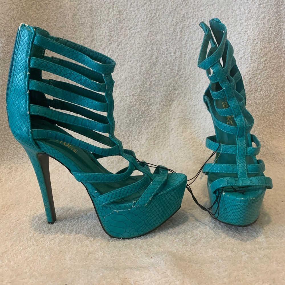 Elegant Turquoise Strappy Heels